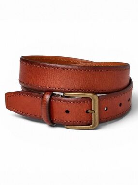 Goodfellows Chestnut Brown Leather Belt Antique Brass Buckle Mens Size Large